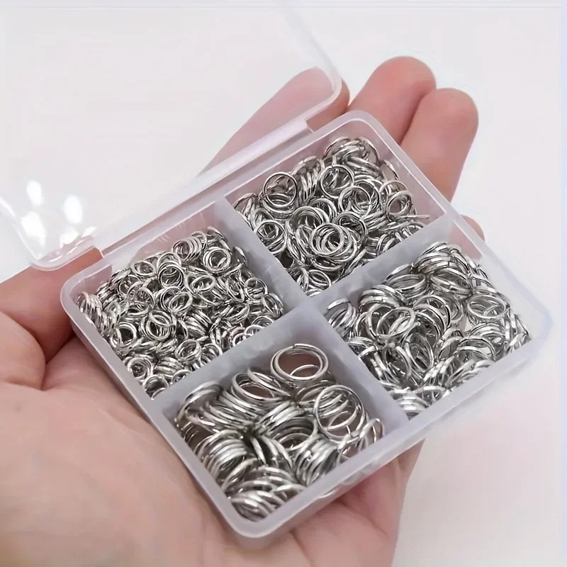 500Pcs Mixed Open Jump Rings Set 5mm 6mm 8mm 10mm Assorted Sizes Flat Connection DIY Bracelet Necklace Earring Jewelry Making