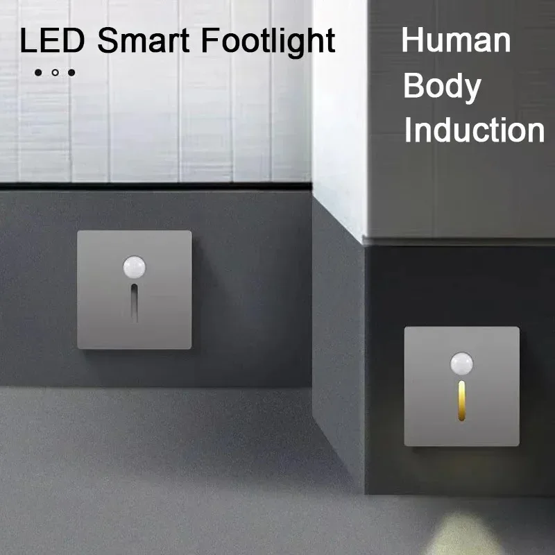 Sensor de movimento automático portátil montado na parede luz da escada adequado para o quarto banheiro escada cozinha uso