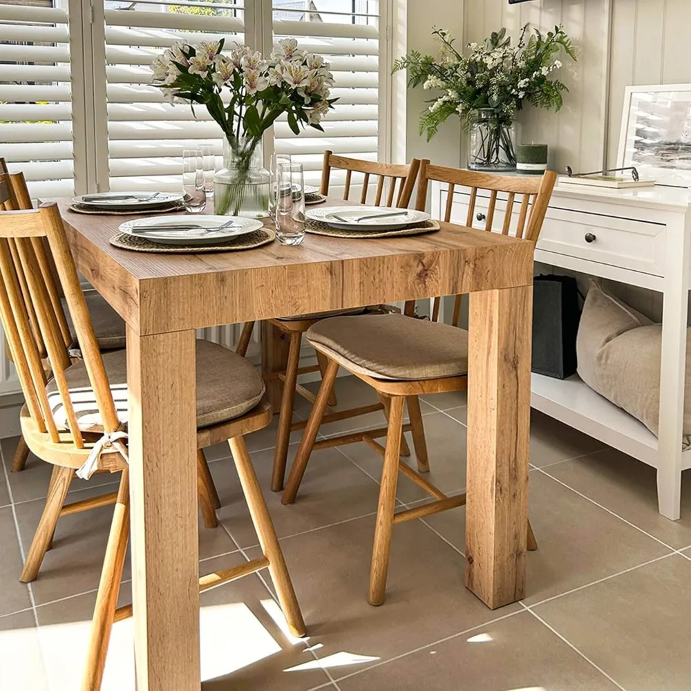 طاولة أول قابلة للتمديد، 47.2 (78.7) × 31.5 بوصة، بلوط ريفي، تتسع لـ 6-8 أشخاص، طاولة طعام قابلة للتوسيع للمطبخ وغرفة المعيشة