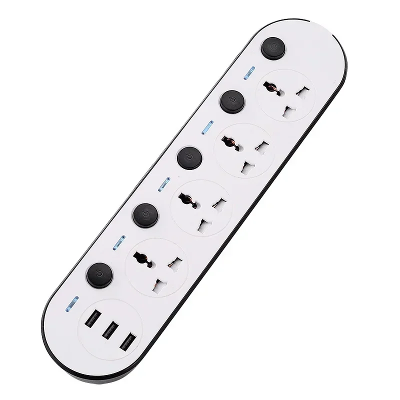 Excellent Power Strip Sockets US/UK/EU AU 110~220v 3 USB2.1A 5 Outlets 10A 2000W Office Independent Control Socket Multi Plug Ho