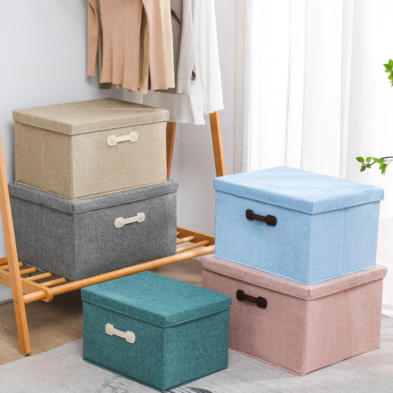 

Cotton and Linen Folding Storage Box Clothing Fabric Organizer Waterproof Moisture-proof Container Portable Household Basket