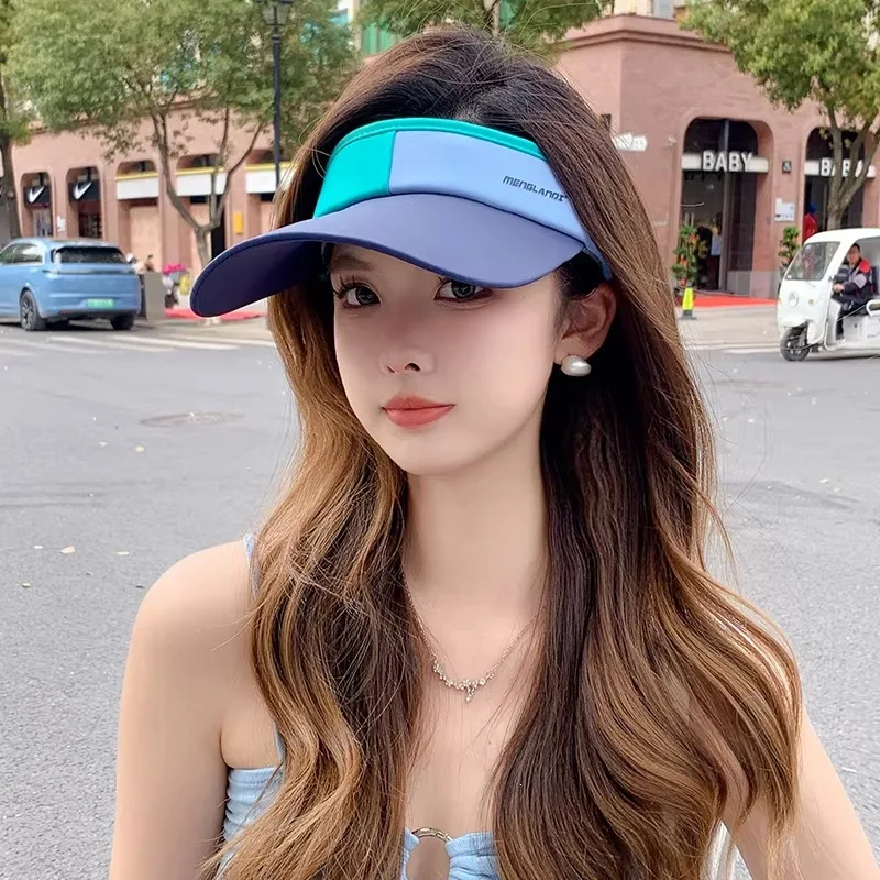 Women Color Block Sun Visor Hat for Women Travel Jogging Summer Cycling Sporty Outdoor Casual Breathable Golf Empty Top Sun Hat