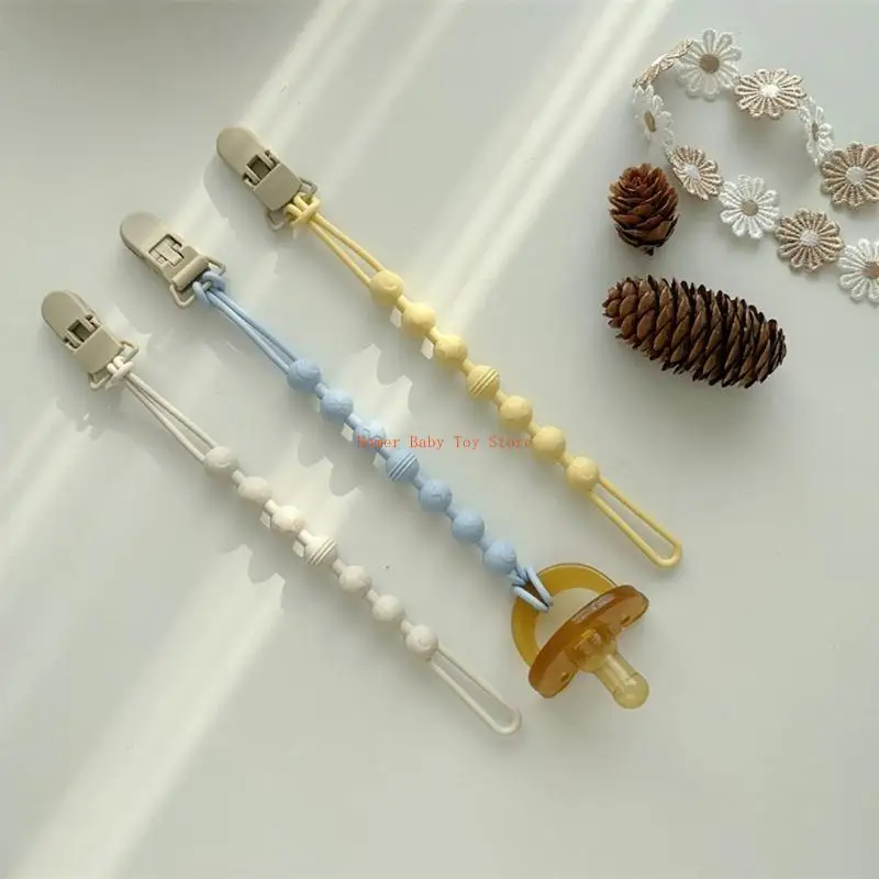 

J0PF Baby Silicone Pacifier Clip Chain Infant Pacifiers Teething Toy Strap Adjustable