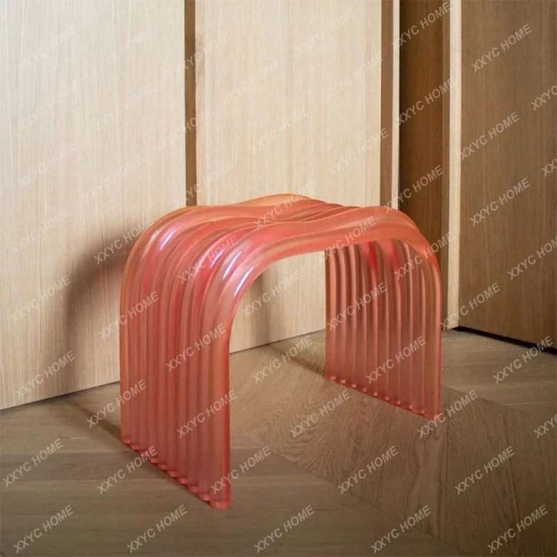 

Y1 Transparent Acrylic Stool Simple Modern Shoe Changing Stool Nordic Light Luxury Home Makeup Stool