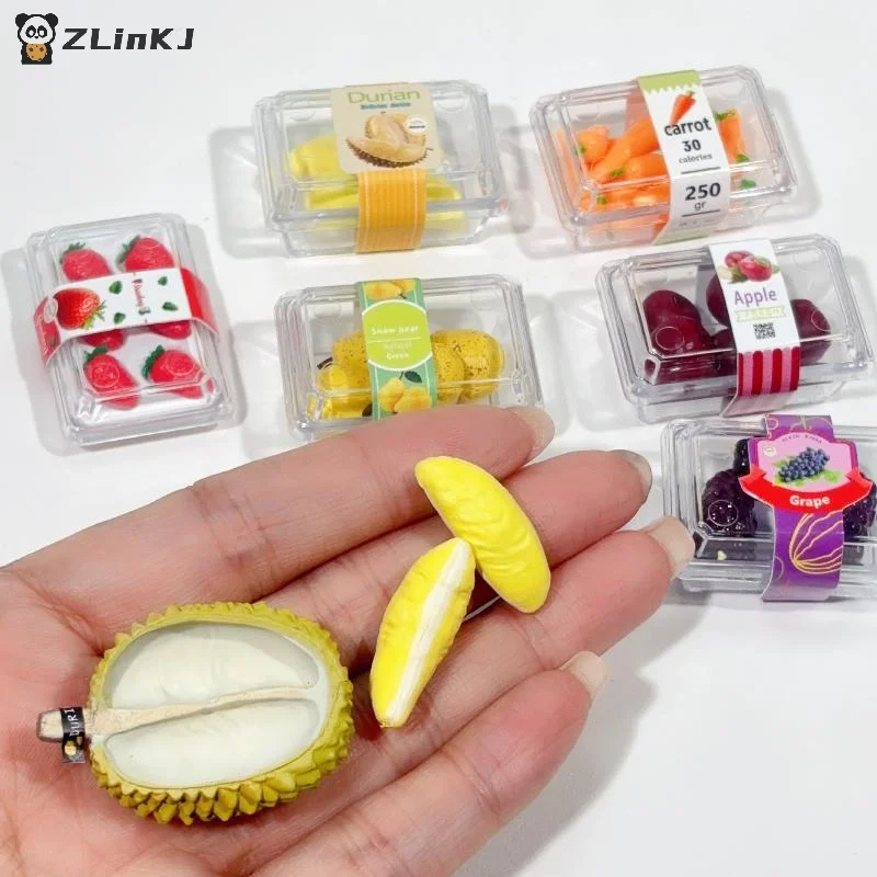

▶1 Set Doll Accessories Toys New 1/6 Dollhouse Miniature Food Supermarket Vegetable Fruit With Clear Box