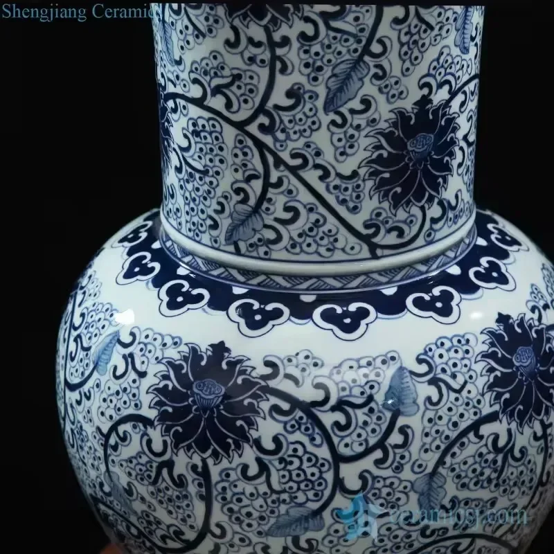 Direct sales Blue and white hand paint flower pattern big ceramic vase