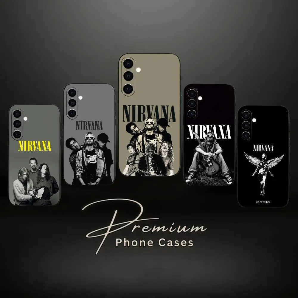 

N-Nirvana Rock Silicone Soft Phone Case for Samsung Galaxy A73 A72 A71 A70 A53 A52 A51 - Trendy Band Design Protection