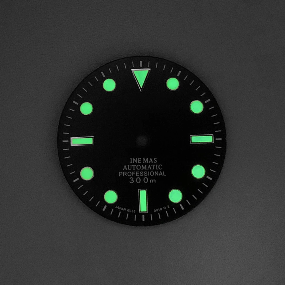 28,5 мм S логотип SUB Sunburst циферблат подходит для NH35/NH36 японский механизм зеленый светящийся высококачественный модификация часов аксессуары