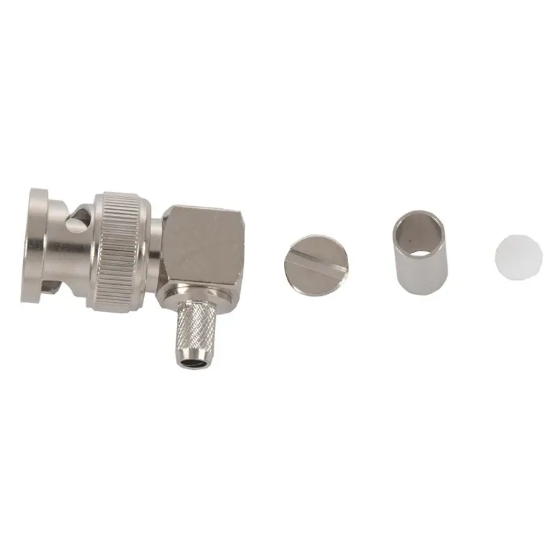 BNC Male Plug Right Angle Crimp for RG58 RG400 RFC195 RF Coax Adapter connector,silver