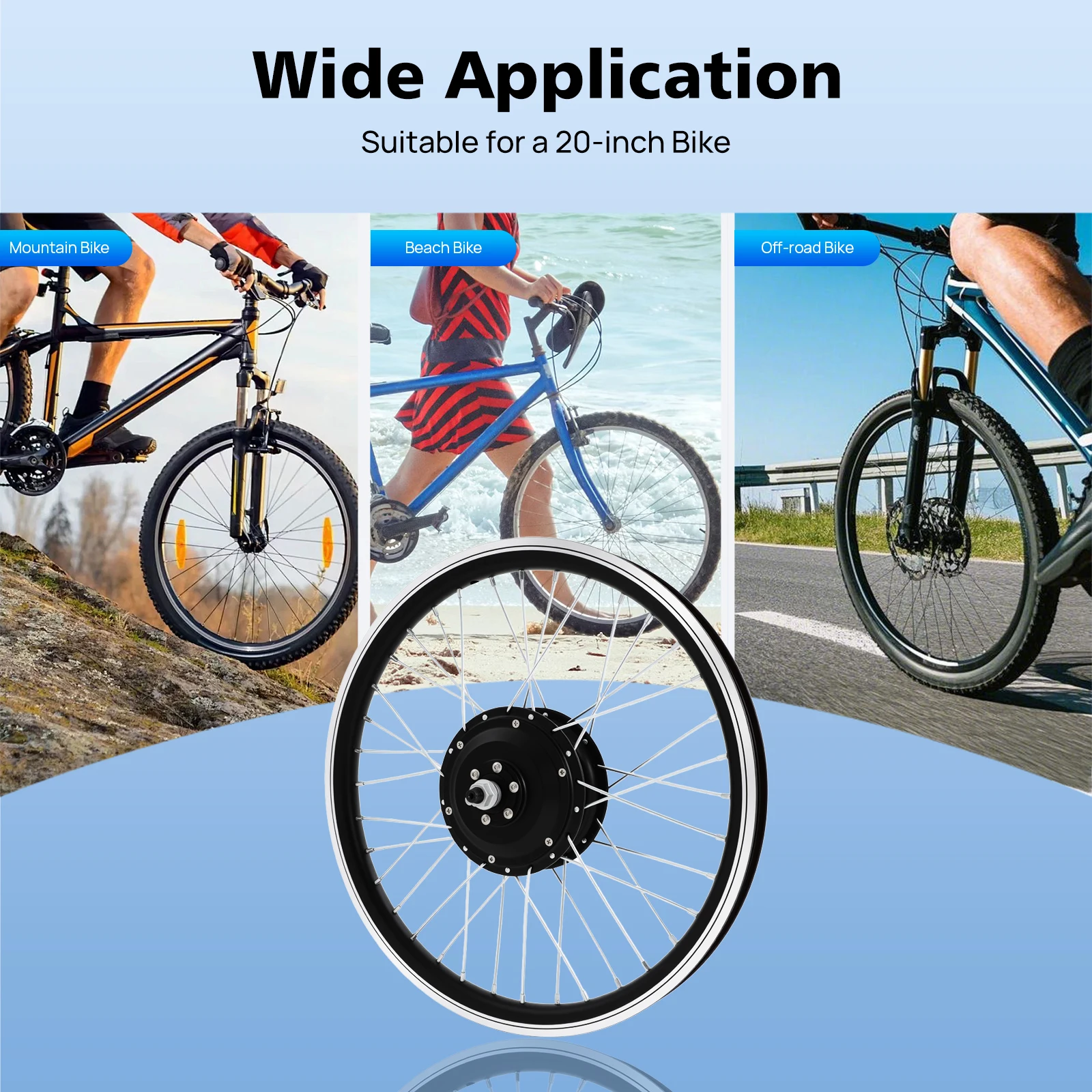 36V 250W Electric Bike Conversion Kit 20" Front Wheel Brushless Hub Motor with LED Display Controller for 20x1.75-2.125" Tire