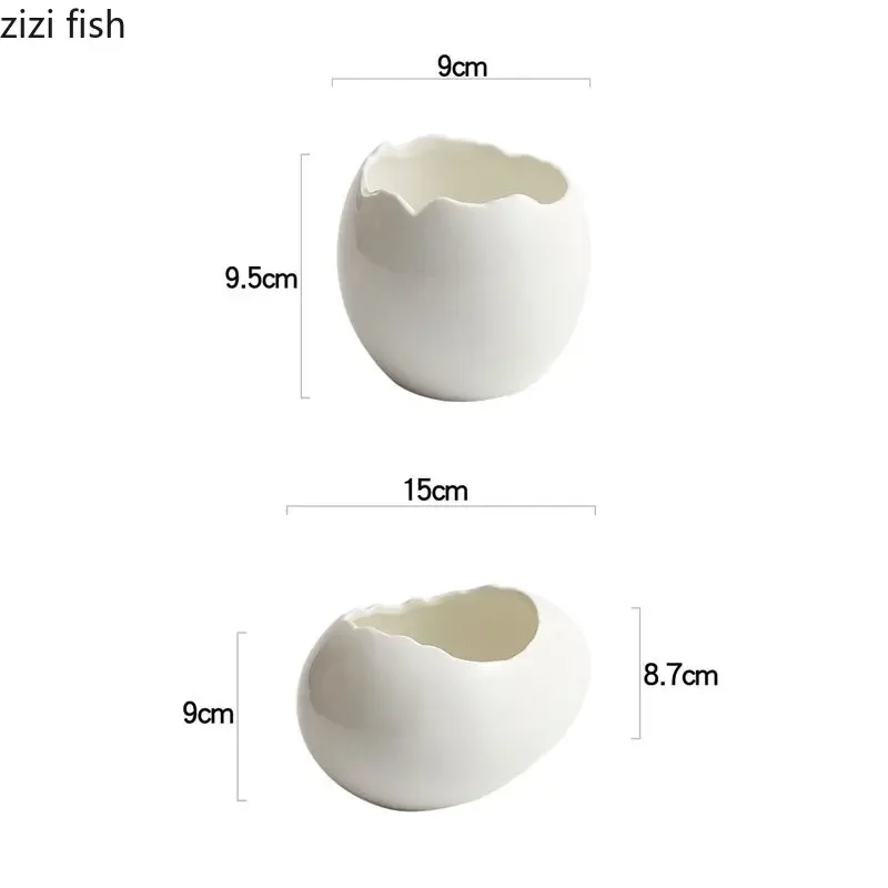 Ceramic Bowl Egg Shell Shape Steamed Egg Bowl Household Dim Sum Bowl Soup Bowls Noodles Bowls Salad Bowls Kitchen Supplies