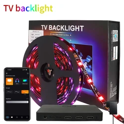 2.4G WIFI Dream Color LED Strip TV Ambient Light SM16703 Smiliar WS2811 HDMI Box Sync With TV App Work With Alexa Google Home