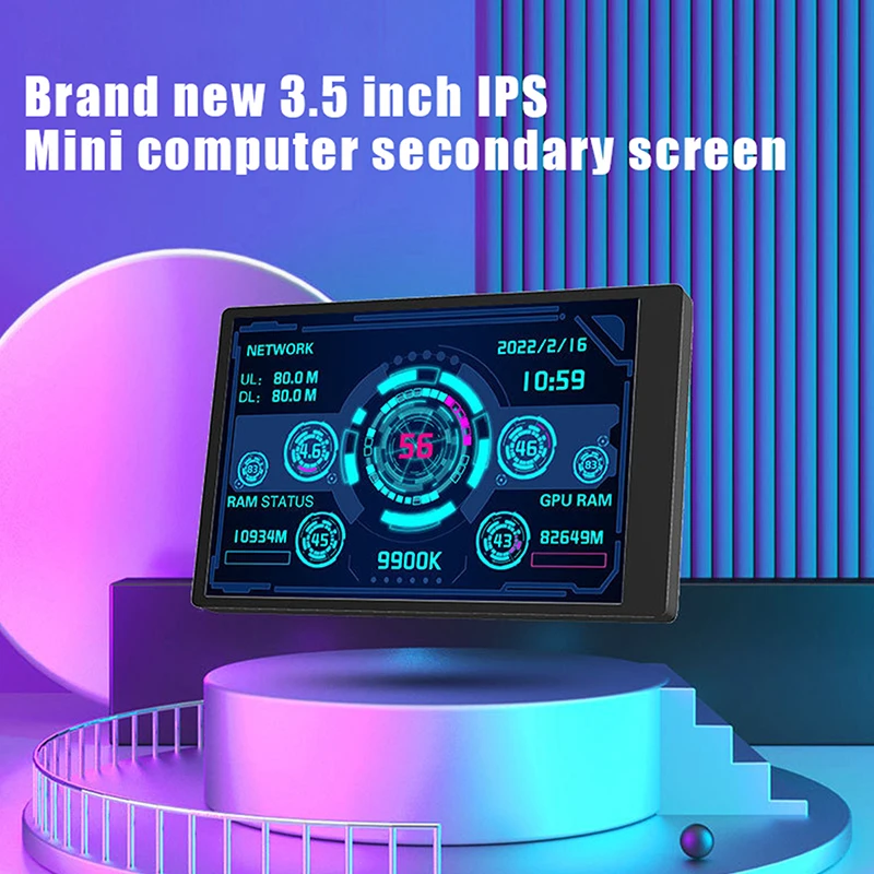 

New 3.5 Inch IPS TYPE-C Secondary Screen Computer CPU GPU RAM HDD MonitorUSB Display For Freely AIDA64