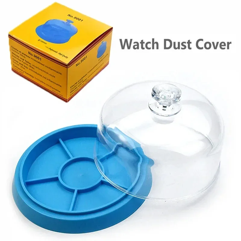 Watch Movement Dust Cover 6 Compartments Transparent Plastic Watch Parts Tray for Repair Maintenance Watch Parts Storage Box
