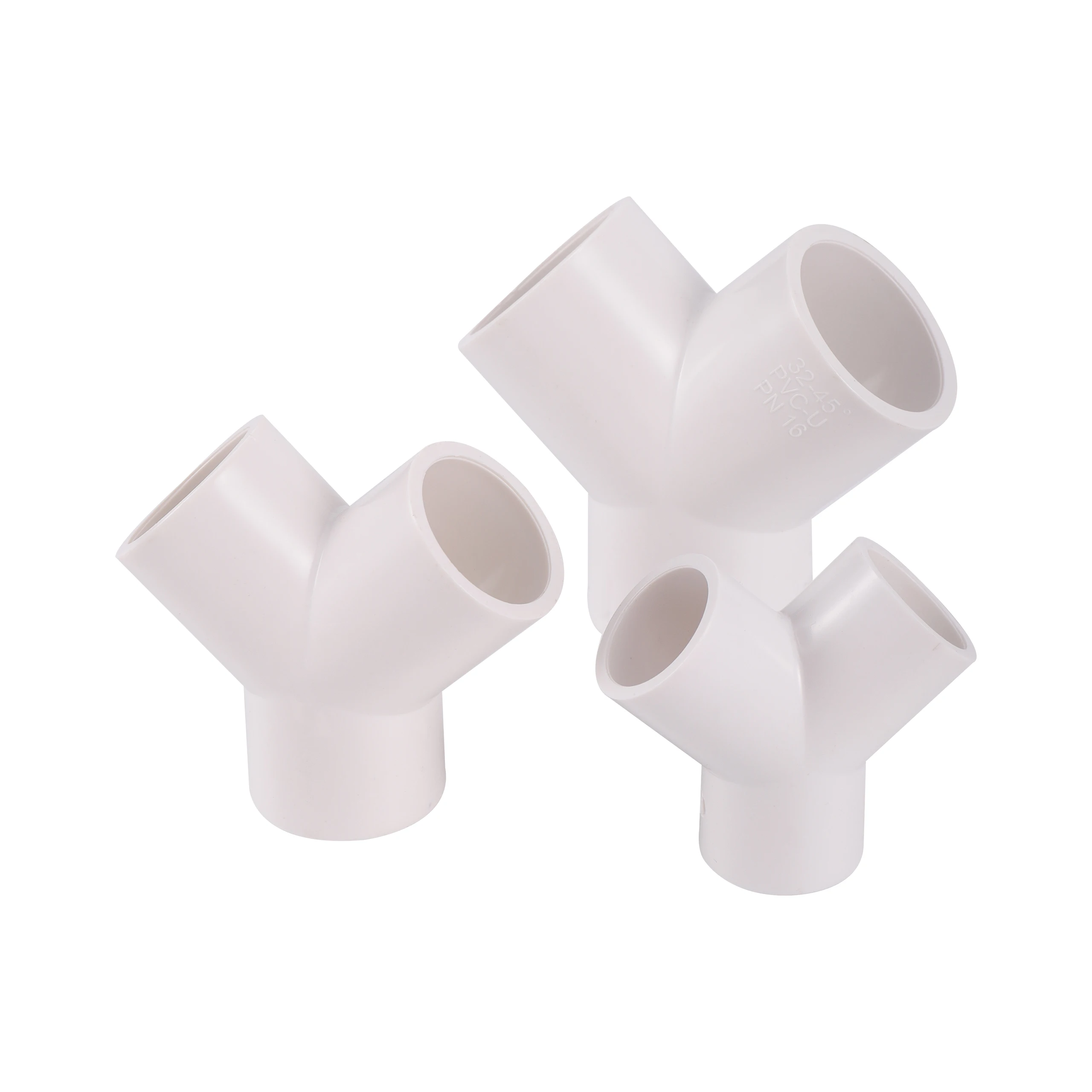 PVC 20-32Mm Tee Connector Water Supply Tube Joint Y Inclined Three-way Three-Fork Plastic Aquarium Pipe Fittings Adapter White