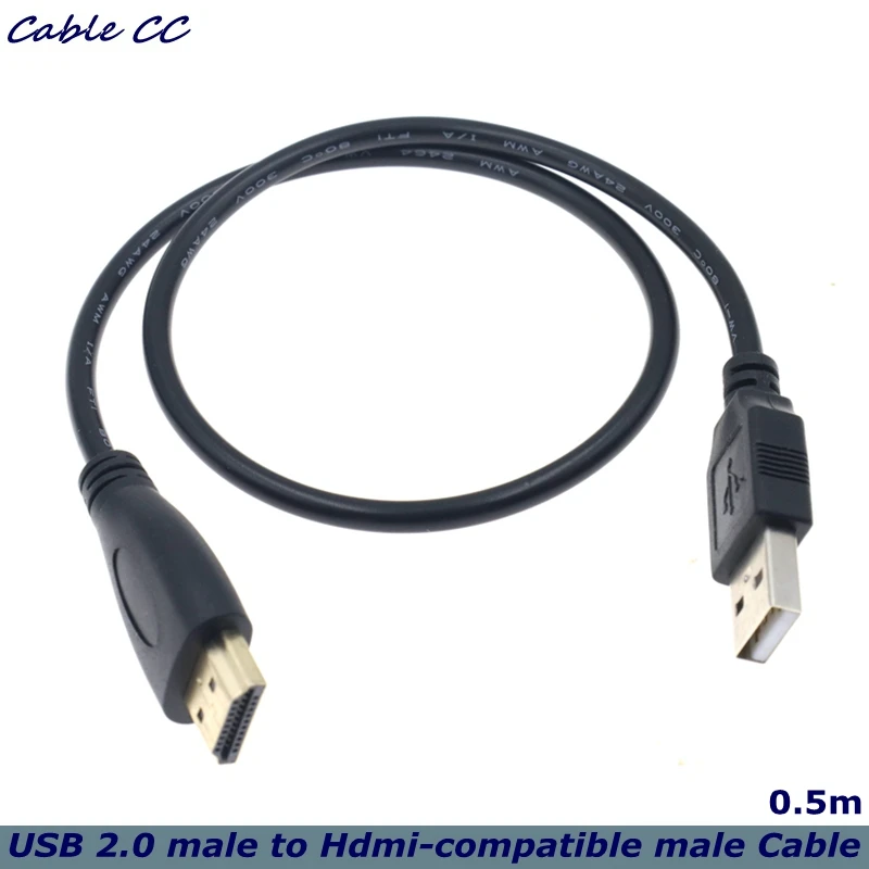 50cm HD Video Cable HDMI-compatible Male To Female Connector With USB 2.0 Charger Cable Spliter Adapter Extender