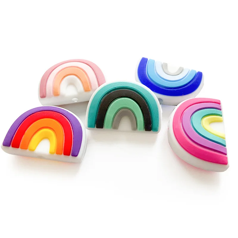 

New Silicone Beads Jewellery Making Rainbow Focal Beads DIY Keychain Bracelets Beaded Handmade Material Silicone Popular Jewelry