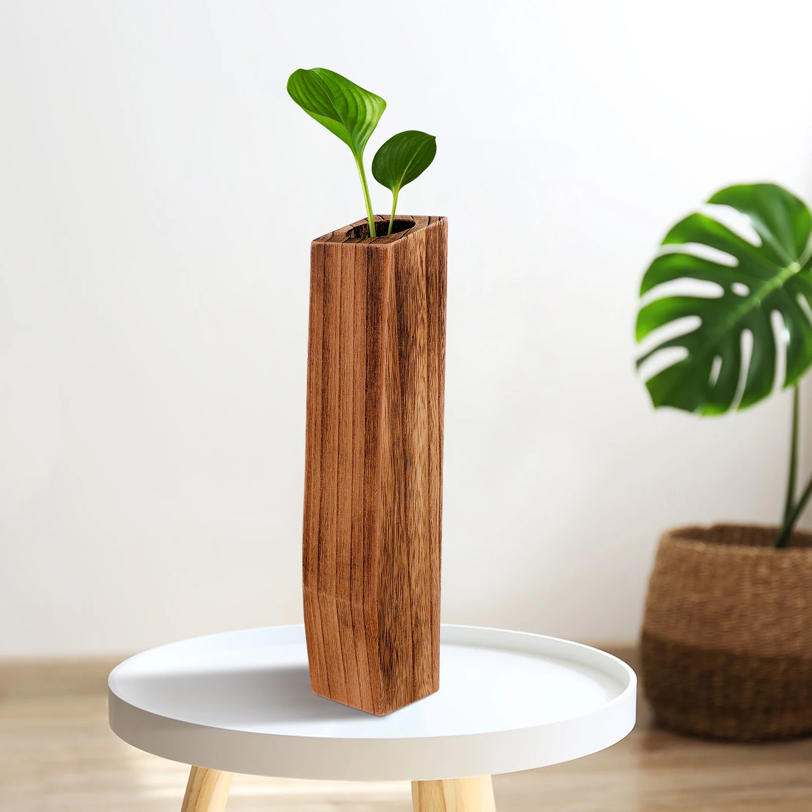 

Wooden Vases Elegant Flower Holder Creative Plant Pots Desktop Decor Indoor Plants Planter Home Office Modern Style Natural