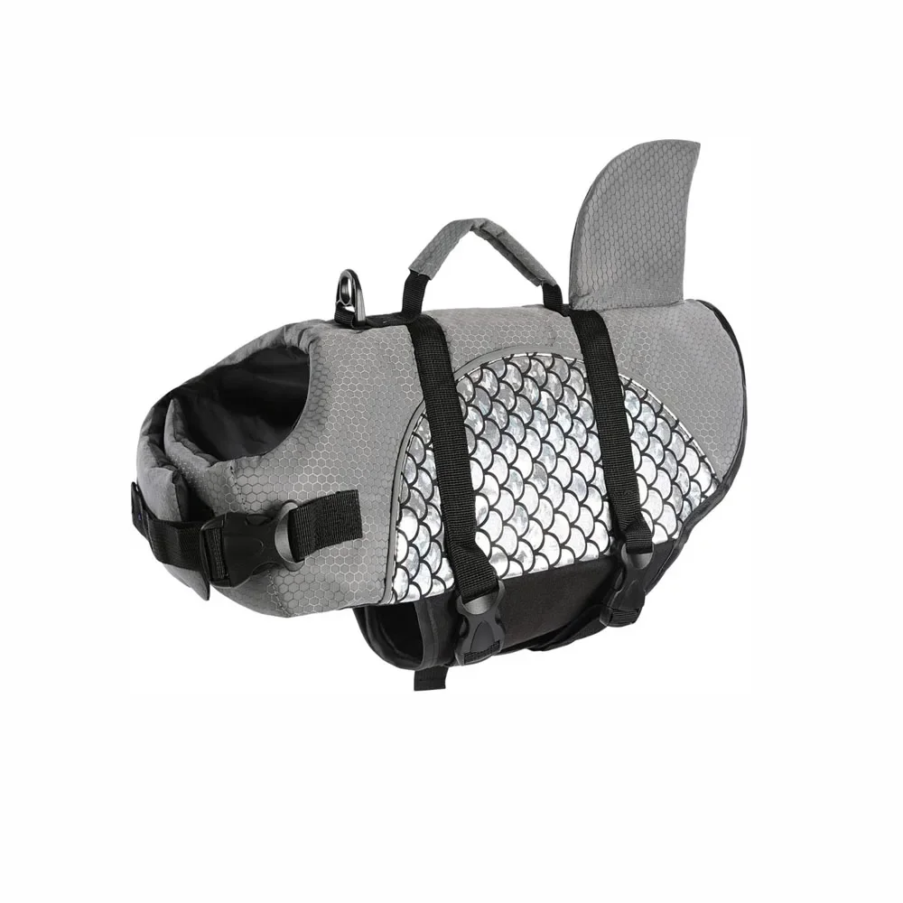 Dog Life Jacket Shark Pets Life Vest Adjustable Ripstop Dogs Swimming Safety Vest With Superior Buoyancy Rescue Handle For Dogs