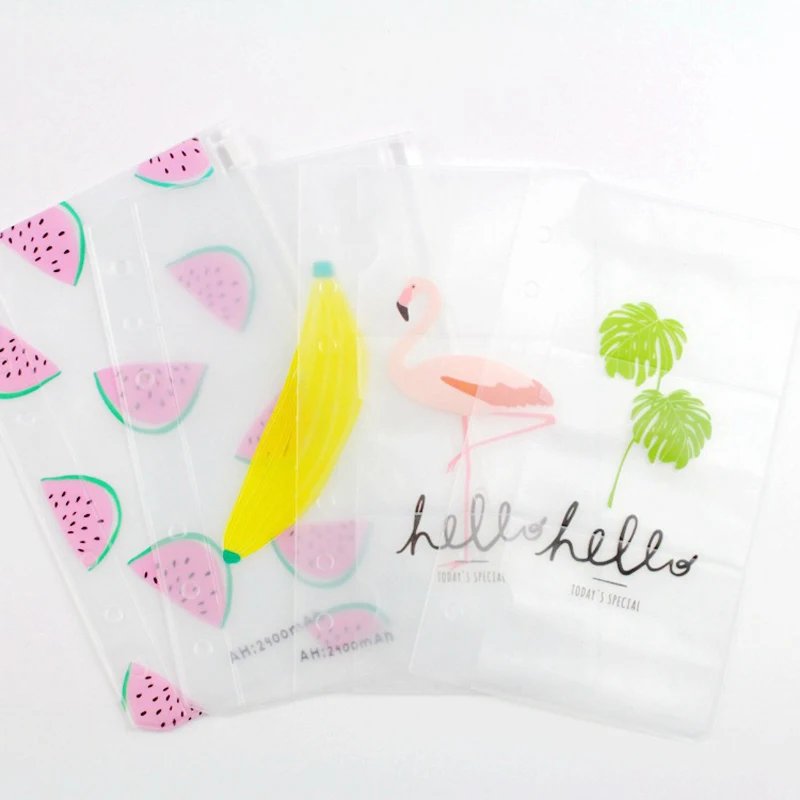 Original Cute Fruit Design Filing Storage Bag A6 Planner Accessories PVC 6 Holes for Dokibook Spiral Notebooks Kawaii Stationery