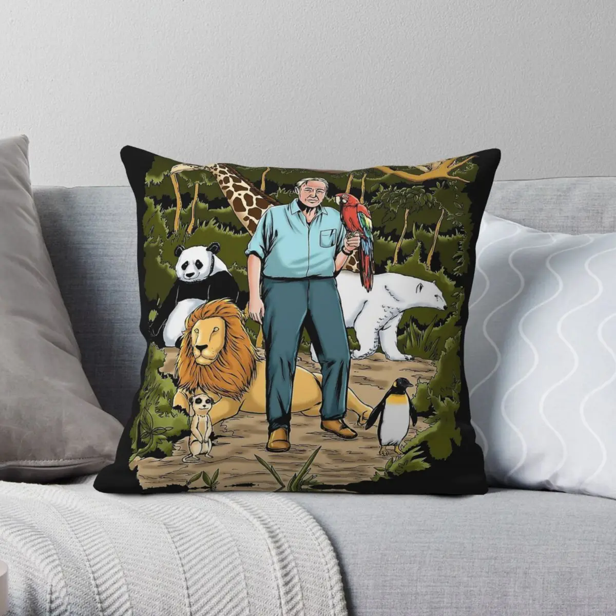 David Attenborough Save Our Planet Pillowcase Polyester Linen Velvet Pattern Zip Decorative Home Cushion Case