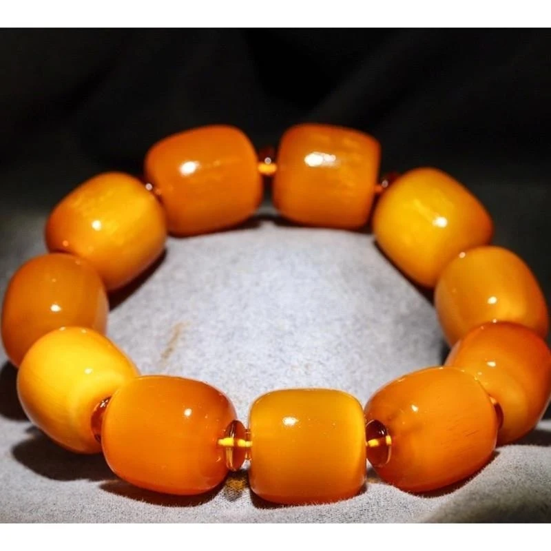 Tibetan-style authentic natural yak horn prayer bracelet for men and women, 108 beads with golden threads