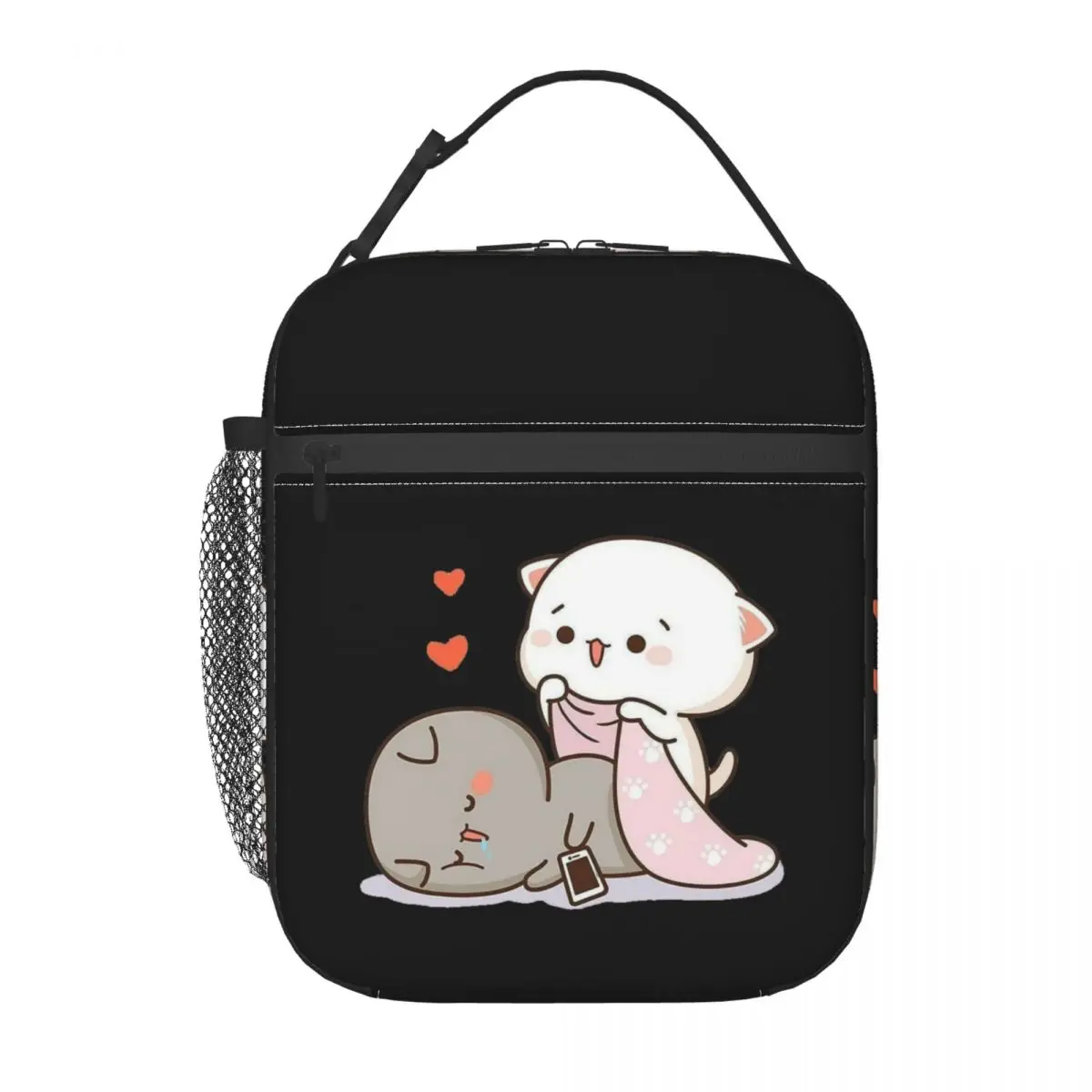 Custom Peach And Goma Mochi Cat Resuable Lunch Box  Leakproof Thermal Cooler Food Insulated Lunch Bag Kids School Children