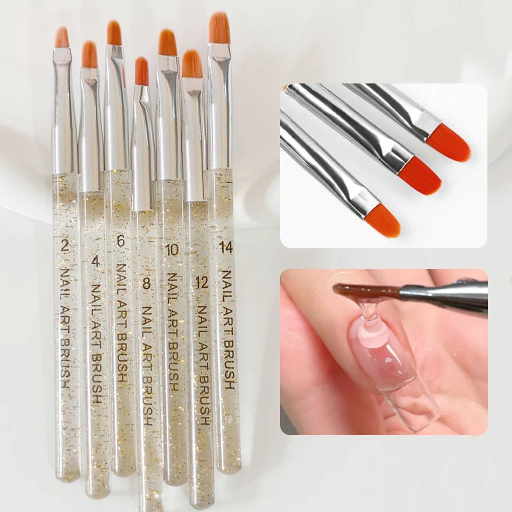 7Pcs Glitter UV Gel Nail art Pinsel für Poly Extension Builder Acryl Nail art Malerei Zeichnung Pinsel Phototherapie ManicurePen
