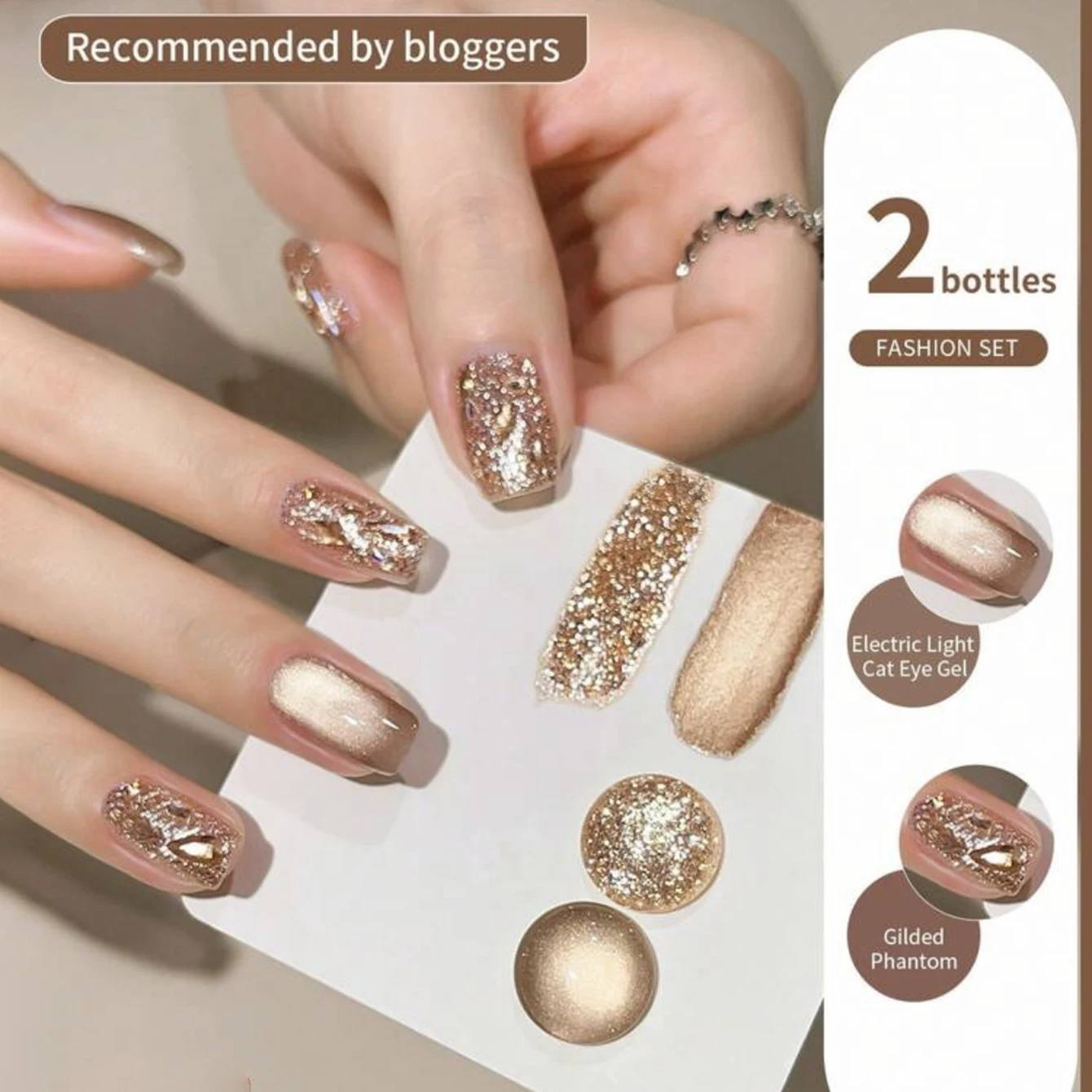 MN 10ML Elegant Classic Cat Eye Nail Gel Polish 2026 New Arrival Flattering White Tone with Sparkling Gold Glitter for Nail Art