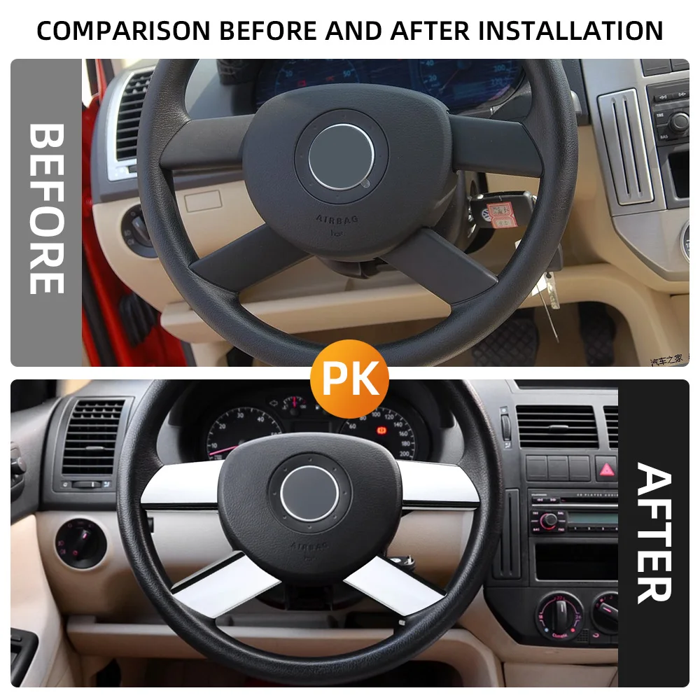 Car Steering Wheel Trim Cover Decal for Volkswagen VW Polo 2004 - 2008 Steering Wheel Decoration Sticker Interior Accessories