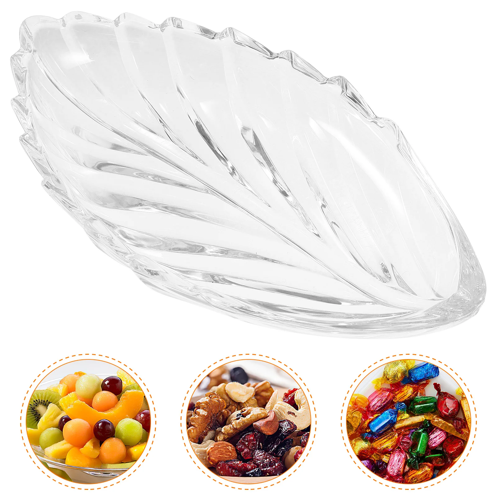 

Leaf Shaped Clear Plastic Fruit Bowl Large Capacity Snack Tray Elegant Desktop Organizer for Living Room Decor