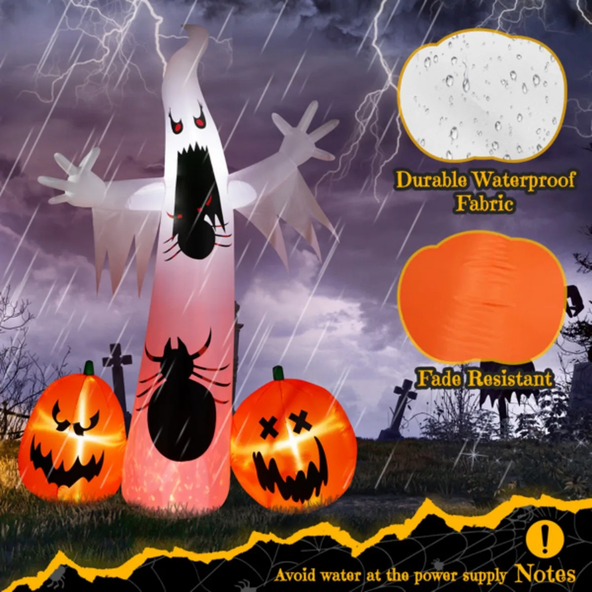 

11.8 FT Halloween Inflatables Ghost Spider Pumpkin Outdoor Decorations, Scary Halloween Giant Blow up Ghost Decor for Holiday