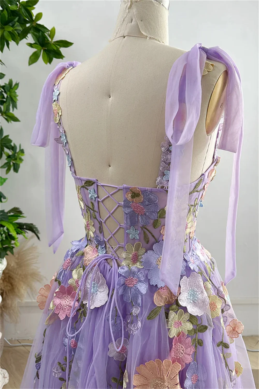 Jessica Lavendel lila Ballkleider bestickt 3d Blumen Fee Abendkleider Prinzessin Coming-of-Age-Zeremonie Party kleid