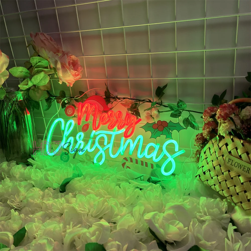 عيد ميلاد سعيد النيون تسجيل ل أدى جدار الأطراف الحانات ديكور المنزل هدايا للعائلة والأطفال زينة السنة الجديدة أضواء النيون