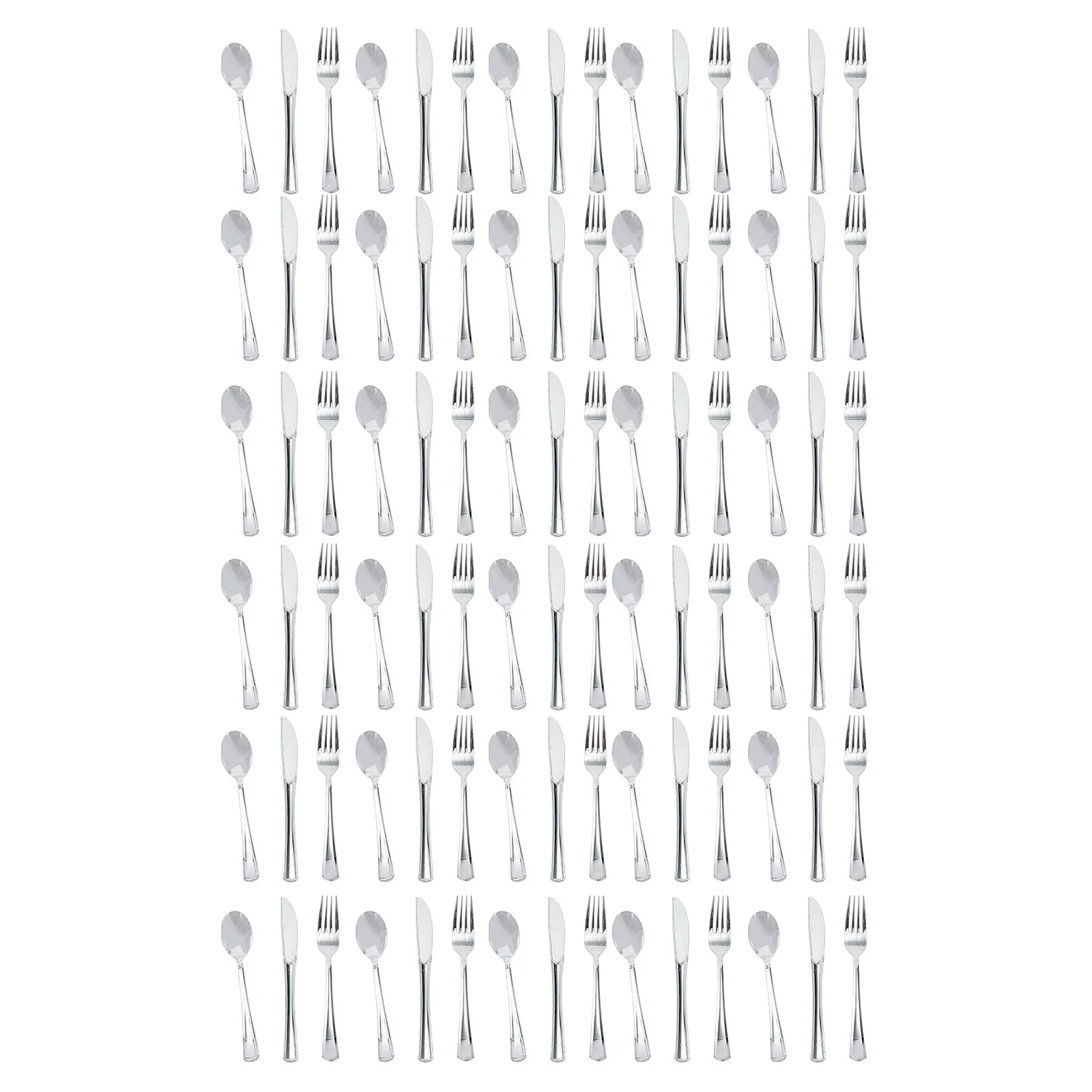 10 Sets Disposable Tableware Dinner Serving Cutlery Silver Plastic Silverware One-time Party Spoons Flatware