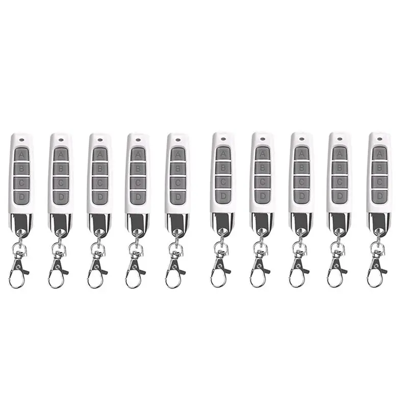 ABZZ-Universal For Garage Door Gate System Compatible 433Mhz Remote Control Wireless Duplicator 10Pcs Compact Version White