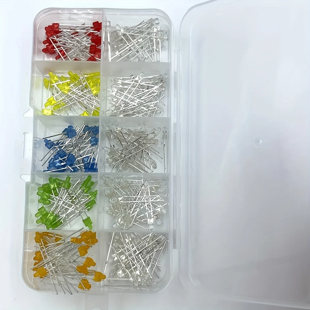 200pcs/Lot 2MM LED Assortment Kit Primary Water Clear Red Blue Green Yellow Orange White DIY Diode Pack Six Colors