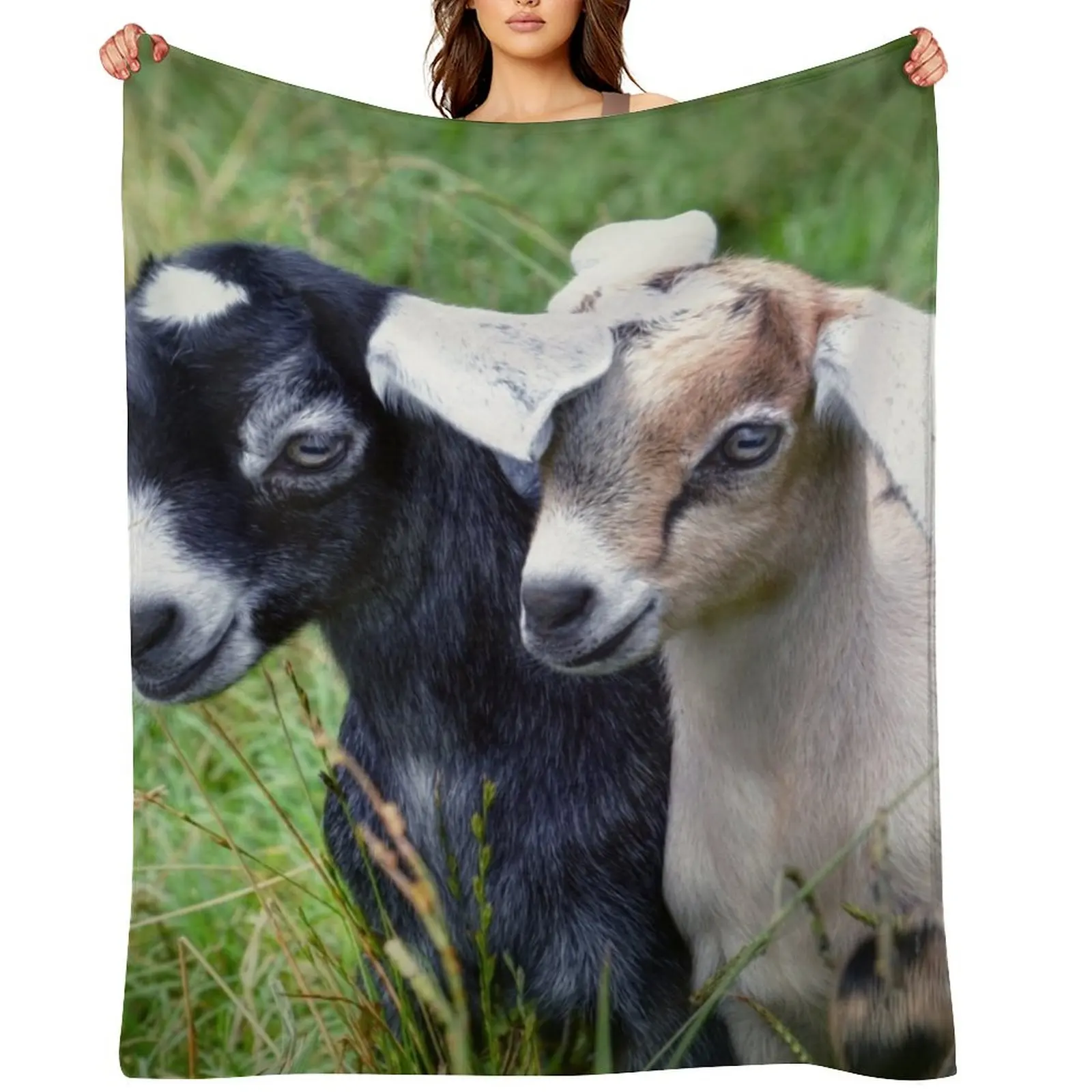

Two Baby Goats Throw Blanket Hair Blankets Sofas Of Decoration Soft Plaid Polar Blankets