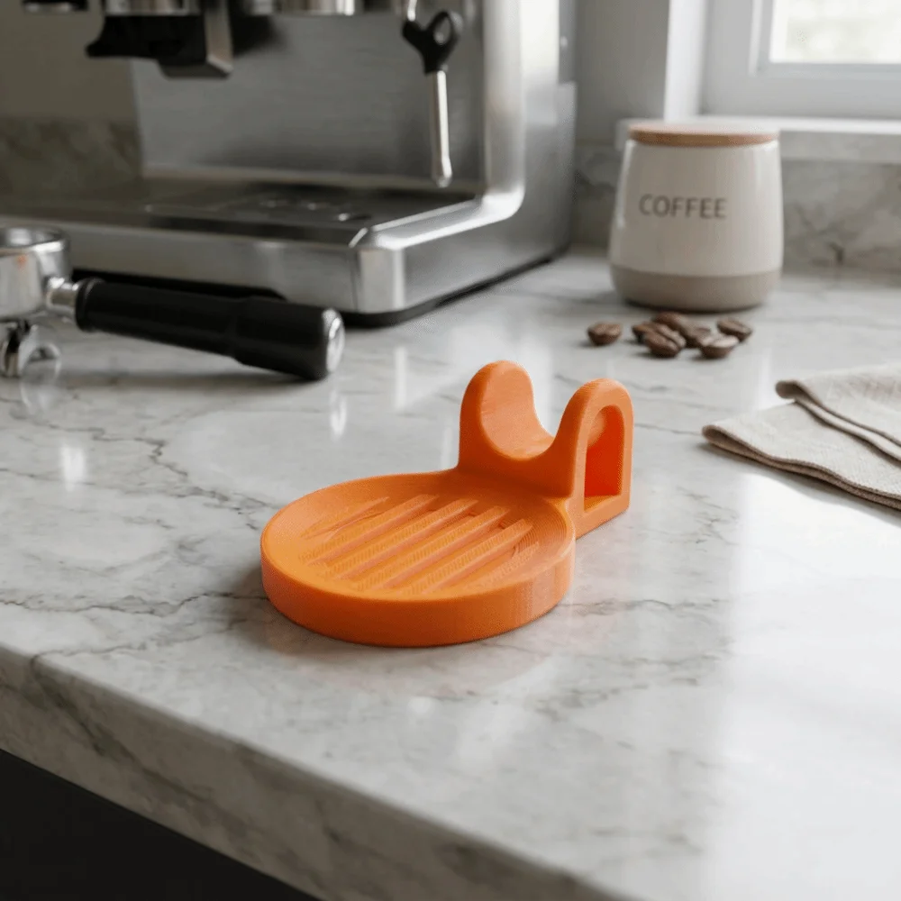 Simple 3D Printed Spoon Holder Orange Anti-drip Spoon Rest Stain-proof Plastic Spoon Organizer Spatula