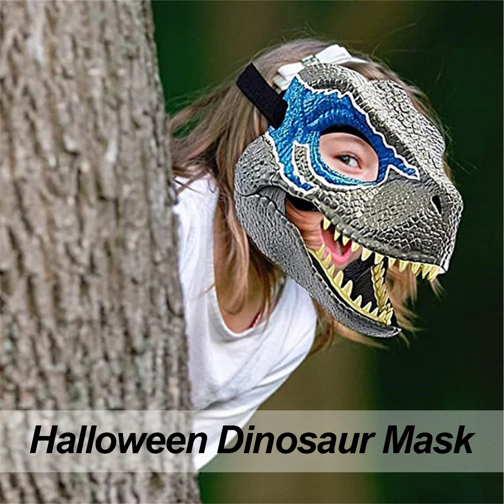 

Dinosaur Mask Natural Latex Halloween Cosplay Dino Mask Moving Jaw Dinosaur Toys Head for Party Masquerade for Kid Children