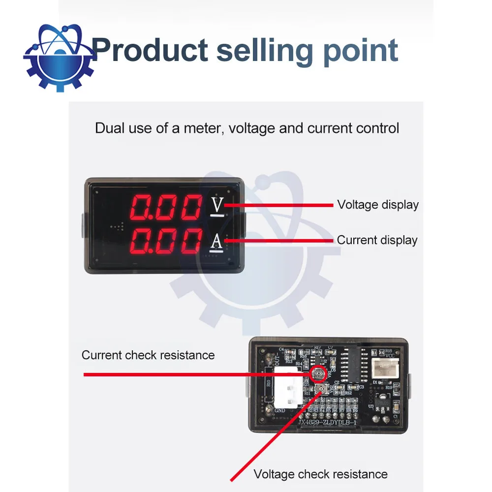 DC0-100V 10A 0.28 inch LED Screen DC Dual Display Digital Amp Voltage and Ammeter Tester