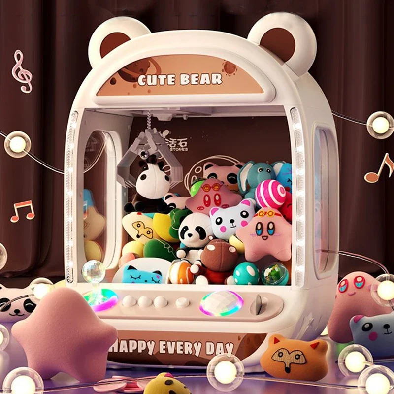 DIY Automatic Doll Claw Machine Kids Coin Operated Play Game Mini Claw Catch Toy Crane Machines Music Doll for Christmas Gifts