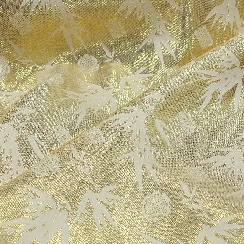 New Chinese-style traditional Chinese style silk gold leather jacquard satin fabric designer cheongsam clothing woven