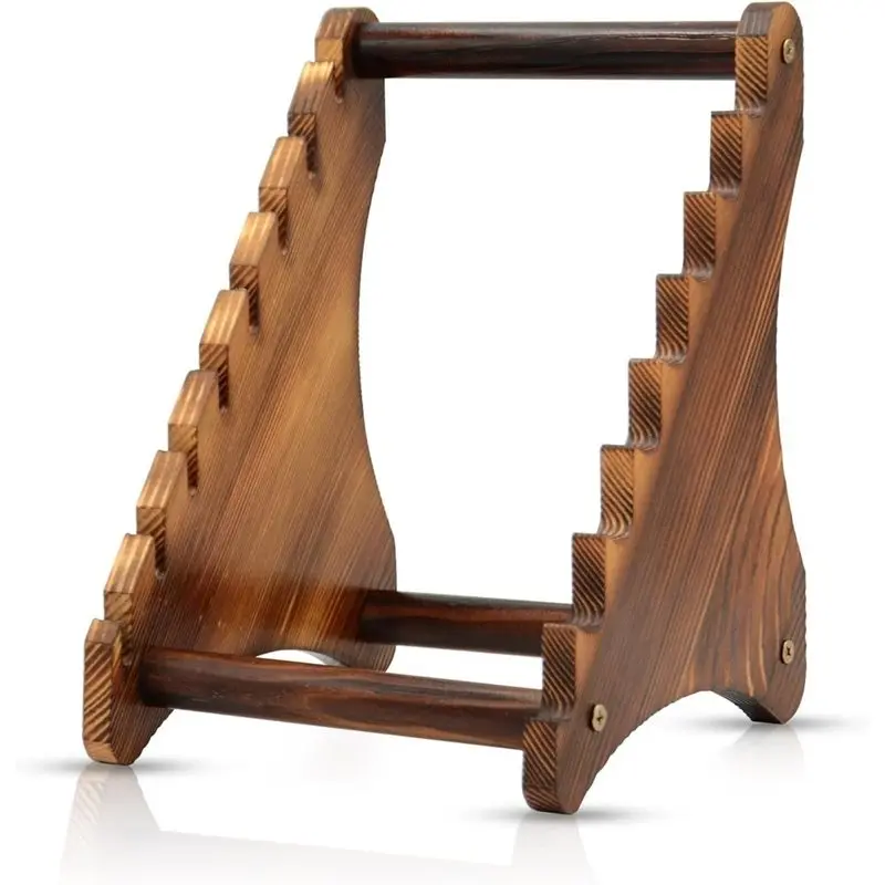 B97A-Wood Fixed Blade Knife Collection Display Stand Holder, Knife Block, Maximum 8 Knives Capacity
