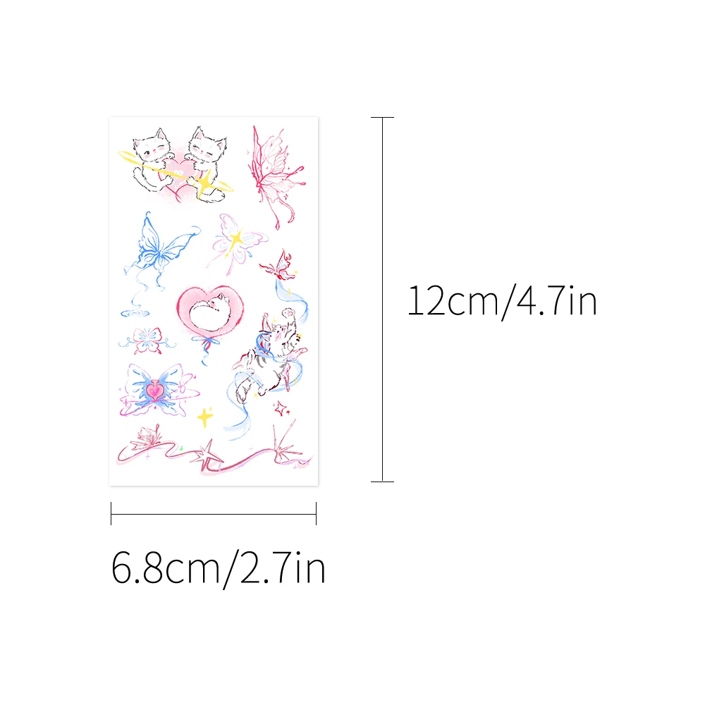 10pcs/set Butterfly and cat cartoon disposable tattoo stickers party party body decoration temporary tattoo stickers