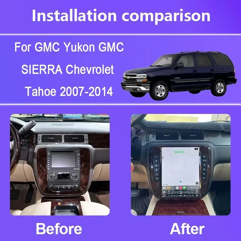 Touch Screen Car Radio For GMC-Yukon For Chevy Suburban Tahoe 2007 2008 2009 2010 2011 2012 2013 Multimedia Wireless CarPlay
