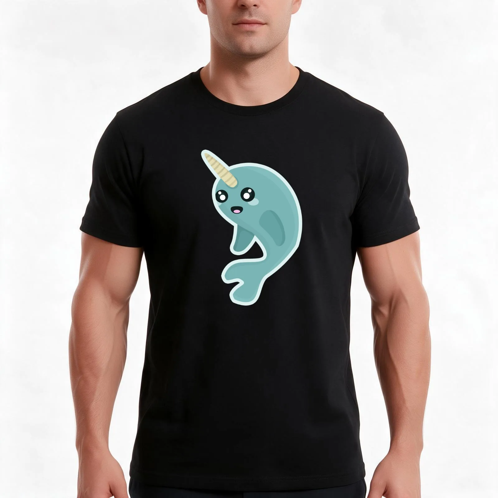 Kawaii Narwhal T-Shirt Summer Casual Cotton Tee Oversized Streetwear Tops Vintage Graphic Print Loose Fit Short Sleeve