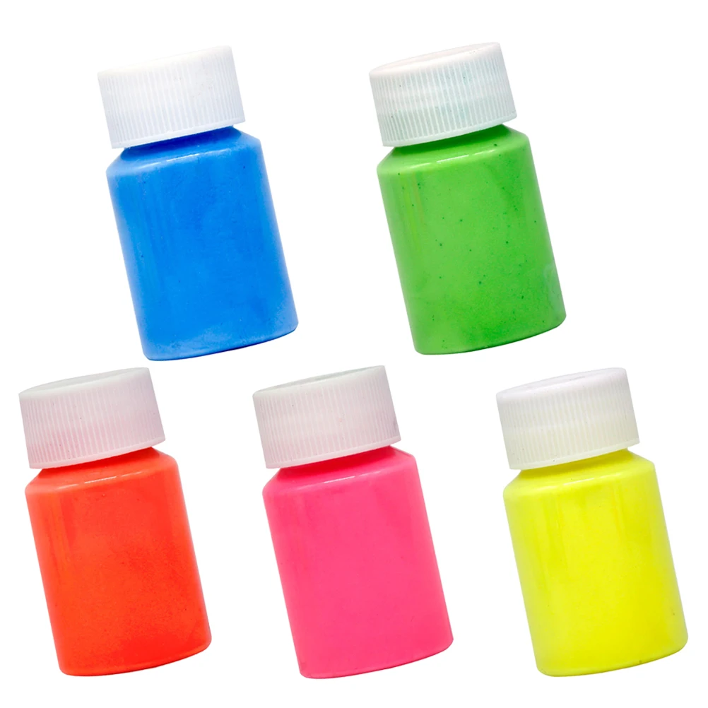 5pcs Luminous Paint Fluorescent Coating Glow in the Dark Pigment Quick Drying Thick Creamy for Drawing Skin Safe Festival