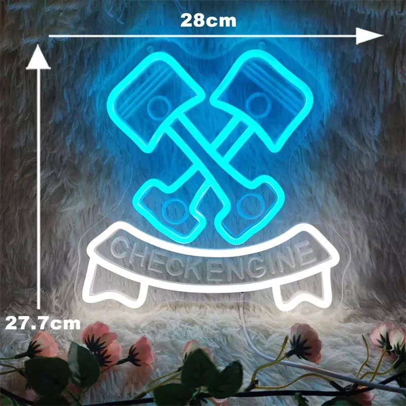 LED Check Engine Neon Signs For Wall Decor Neon Garage Signs Lights For Auto Room 4S Repair Shop Workshop Repair the sign Decor