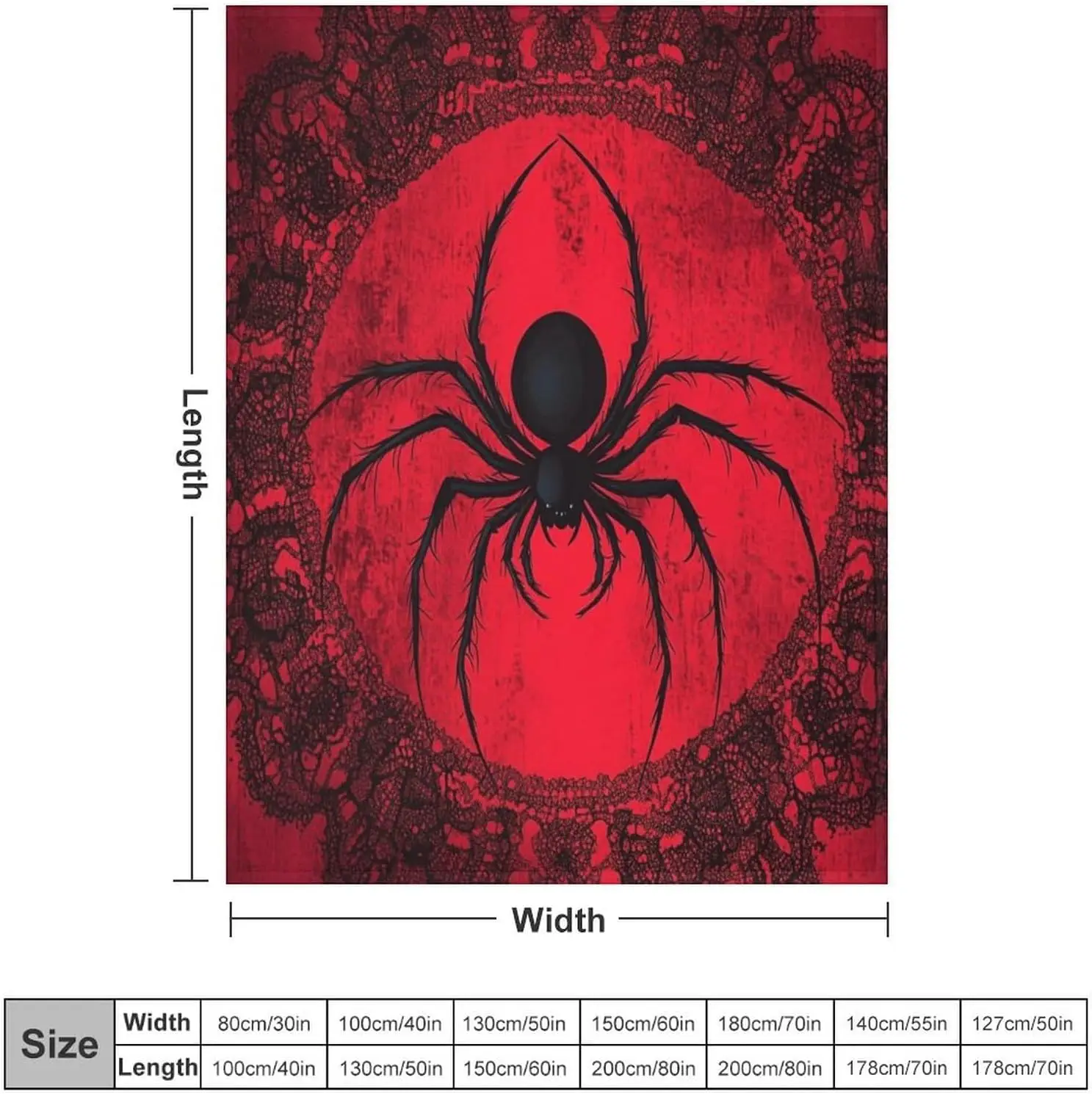 Mysterious Red Web Spider Throw Blanket, Lightweight Soft Cozy Red Floral Blanket for Couch Sofa Bed Unisex Winter Holiday Gift